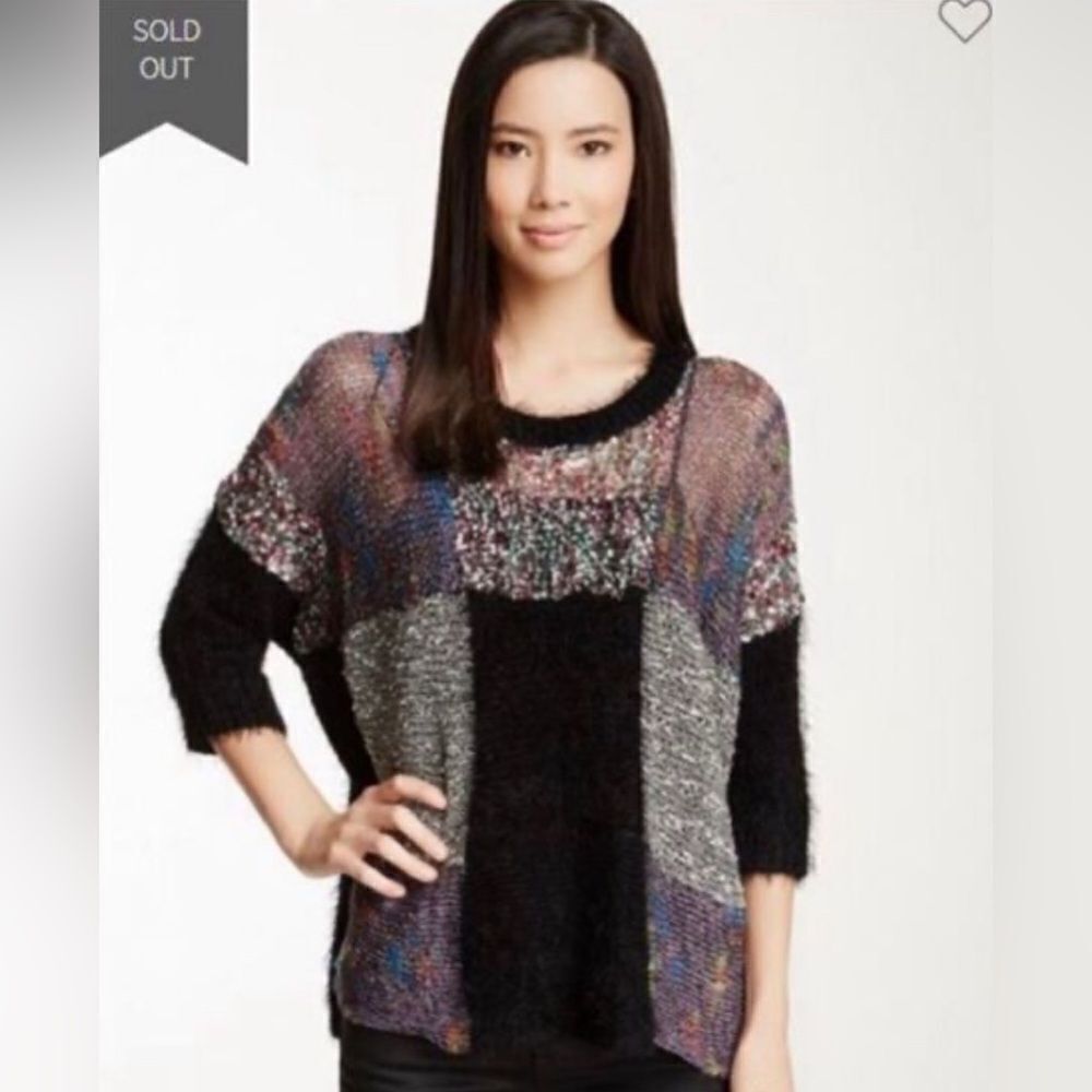 NWT ShuShu Patchwork Shag Sweater size L/ XL